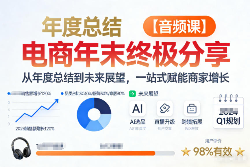 电商年未终极分享，从年度总结到未来展望，一站式赋能商家增长【音频课】-宇文网创