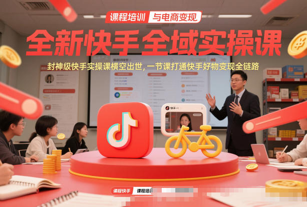 全新快手全域实操课，封神级快手实操课横空出世，一节课打通快手好物变现全链路-宇文网创