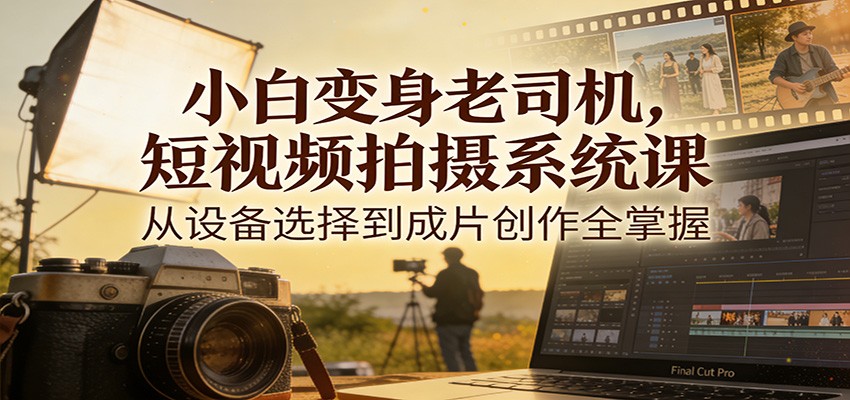 小白变身老司机，短视频拍摄系统课，从设备选择到成片创作全掌握-宇文网创