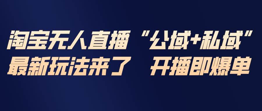 淘宝无人直播最新玩法，包含私域和公域两种玩法-宇文网创