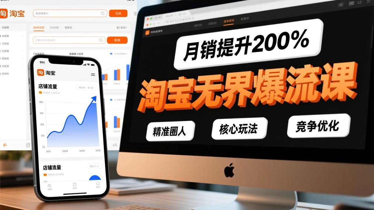 淘宝无界爆流课，精准圈人、核心玩法、竞争优化，快速引爆店铺流量，月销提升200%-宇文网创