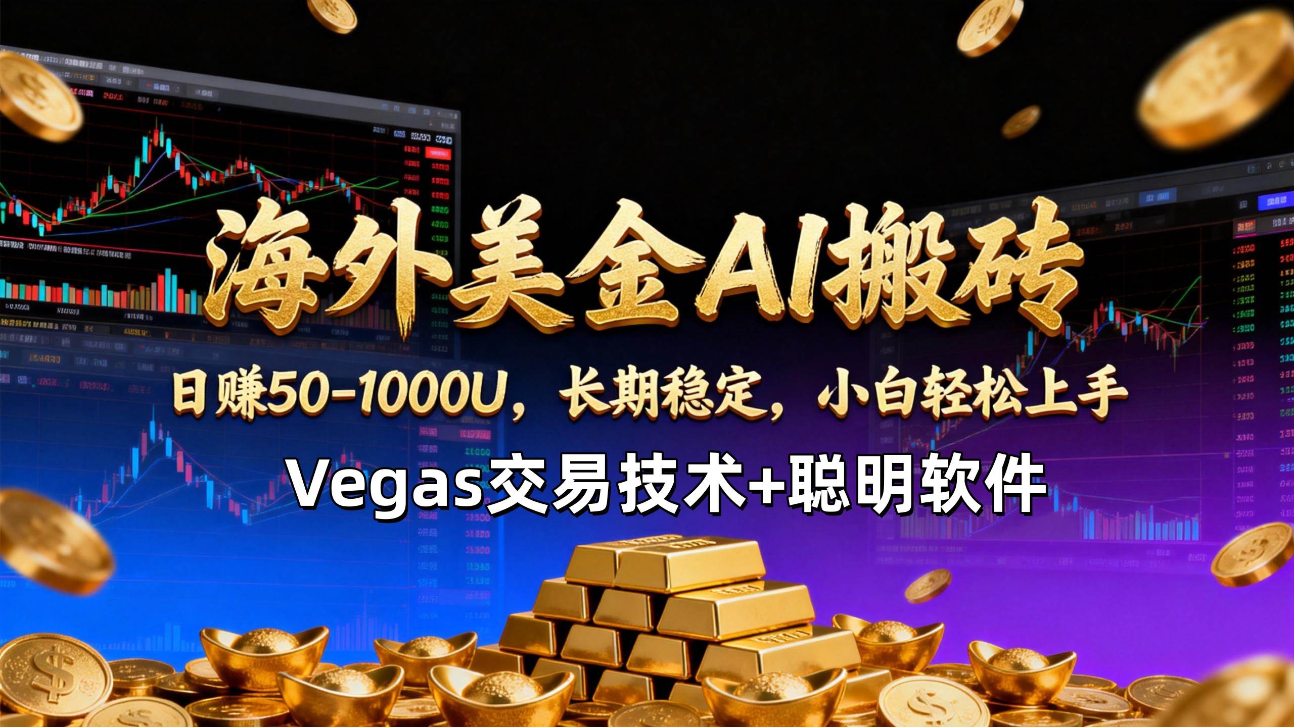 【海外美金AI搬砖】Vegas交易技术+聪明软件，日赚50-1000U，长期稳定，小白轻松上手。-宇文网创