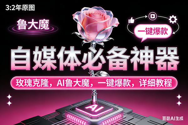 玫瑰克隆神器，ai鲁大魔，自媒体必备工具，一键爆款神器，详细教程。-宇文网创