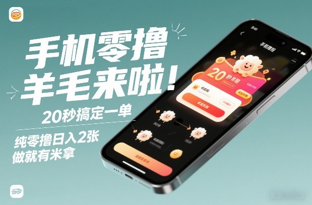 手机零撸薅羊毛来啦！20秒搞定一单，纯零撸日入2张，做就有米拿【揭秘】-宇文网创