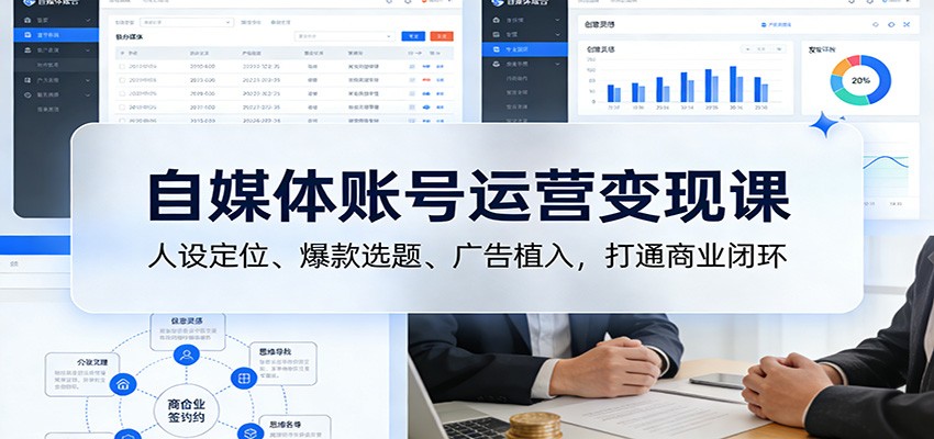自媒体账号运营变现课：人设定位、爆款选题、广告植入，打通商业闭环-宇文网创
