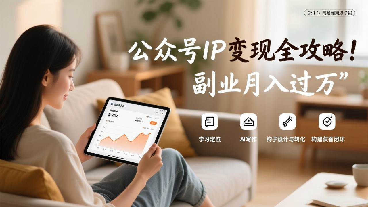 公众号IP变现全攻略，学习定位、AI写作、钩子设计与转化，构建获客闭环，副业月入过万-宇文网创