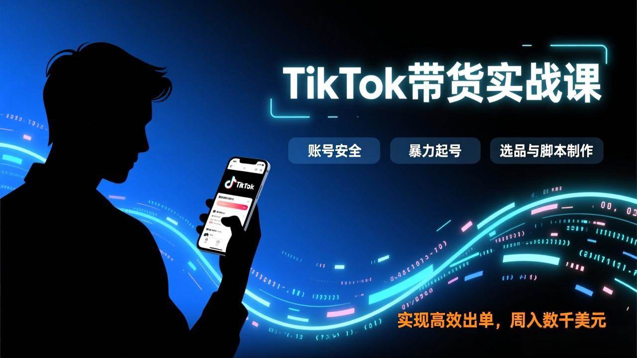 TikTok带货实战课，涵盖账号安全、暴力起号、选品与脚本制作，实现高效出单，周入数千美元-宇文网创