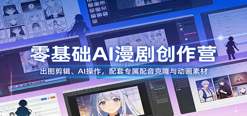 零基础AI漫剧创作营：出图剪辑、AI操作，配套专属配音克隆与动画素材-宇文网创