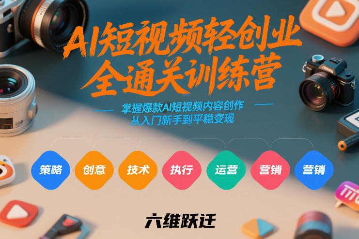 AI短视频轻创业全通关训练营，掌握爆款AI短视频内容创作，从入门新手到平稳变现的六维跃迁-宇文网创