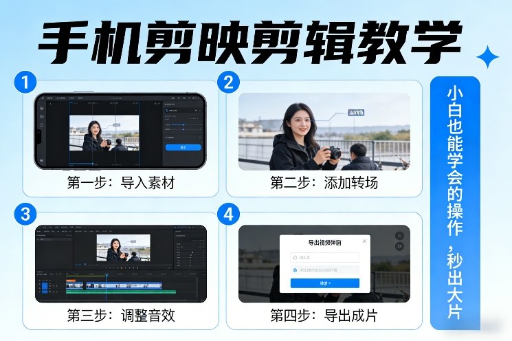 手机剪映剪辑教学，小白也能学会的操作，秒出大片-宇文网创