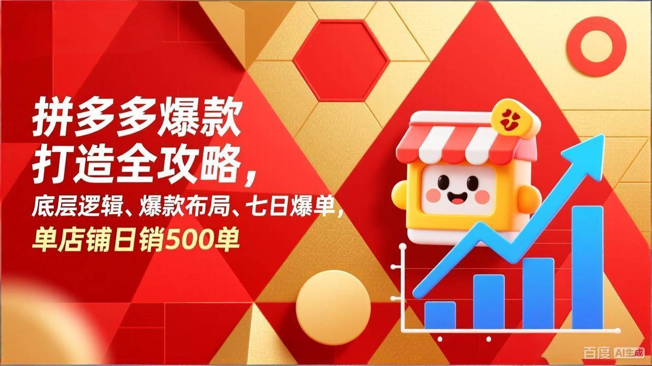 拼多多爆款打造全攻略，底层逻辑、爆款布局、七日爆单，单店铺日销500单-宇文网创