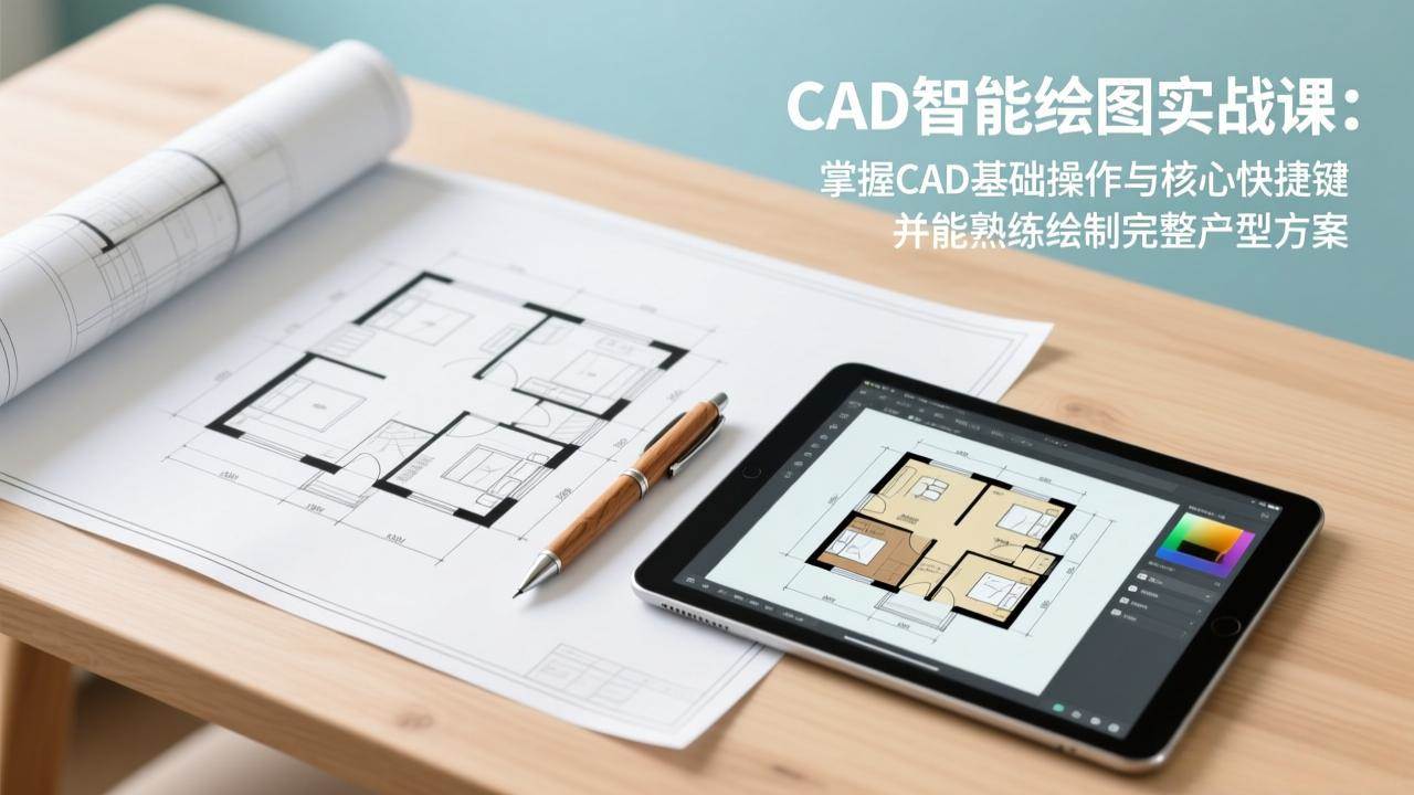 CAD智能绘图实战课：掌握CAD基础操作与核心快捷键，并能熟练绘制完整户型方案-宇文网创