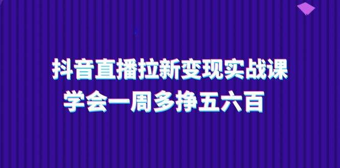 (11254期)抖音直播拉新变现实操课,学会一周多挣五六百(15节课)-宇文网创