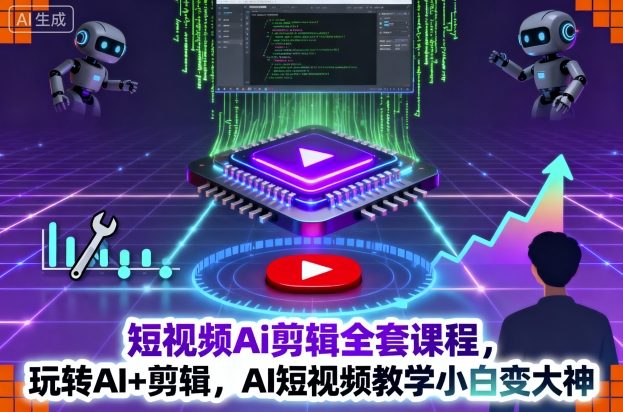 短视频Ai剪辑全套课程，玩转AI+剪辑，AI短视频教学小白变大神-宇文网创