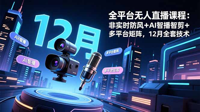 （16754期）全平台无人直播课程：非实时防风＋AI智播智剪＋多平台矩阵，12月全套技术-宇文网创