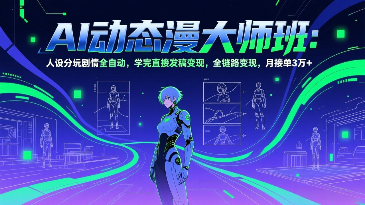 （17402期）AI动态漫剧大师班：人设分镜剧情全自动，学完直接发稿变现，全链路变现，月接单3万+-宇文网创