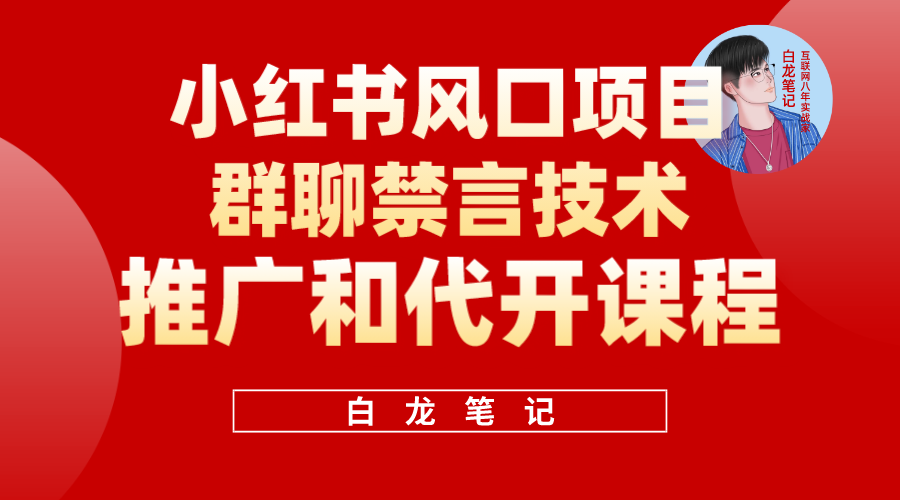 小红书风口项目日入300+，小红书群聊禁言技术代开项目，适合新手操作-宇文网创
