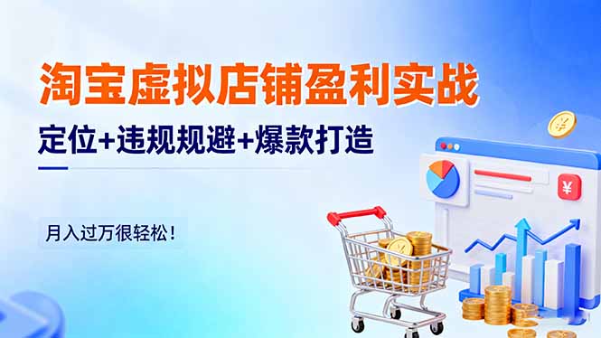 （16387期）淘宝虚拟店铺盈利实战：定位+违规规避+爆款打造，月入过万很轻松！-宇文网创
