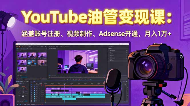 （15987期）2025YouTube油管变现课：涵盖账号注册、视频制作、Adsense开通，月入1万+-宇文网创