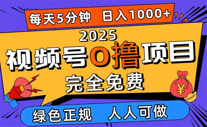 （16388期）2025视频号0撸项目，5分钟一个号，日入1000+，人人可做-宇文网创