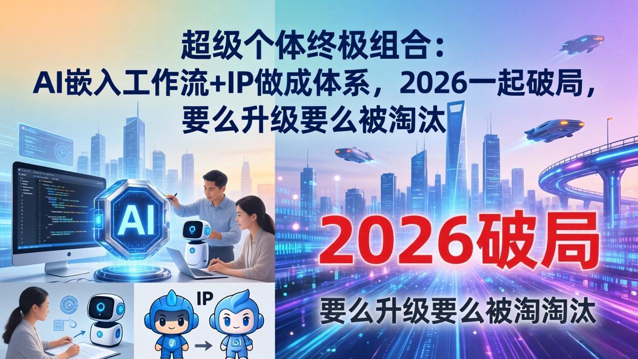 （17808期）超级个体终极组合-更新：AI嵌入工作流+IP做成体系，2026一起破局，要么升级要么被淘汰-宇文网创