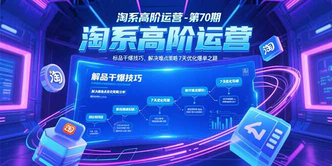 （15307期）淘系高阶运营-第70期，标品干爆技巧，解决难点策略，大佬操盘方法-宇文网创