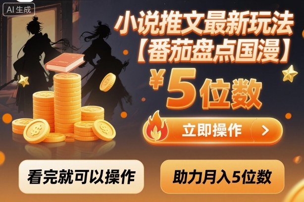 小说推文最新玩法，助力月入5位数【番茄盘点国漫】玩法，看完就可以操作-宇文网创