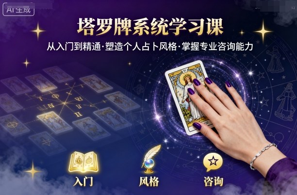 塔罗牌系统学习课,助你从入门到精通,塑造个人占卜风格,掌握专业咨询能力-宇文网创