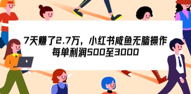 (12192期)7天收了2.7万,小红书咸鱼无脑操作,每单利润500至3000-宇文网创