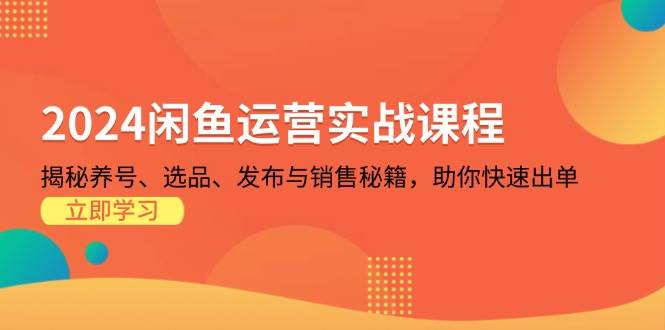 （13290期）2024闲鱼运营实战课程：揭秘养号、选品、发布与销售秘籍，助你快速出单-宇文网创