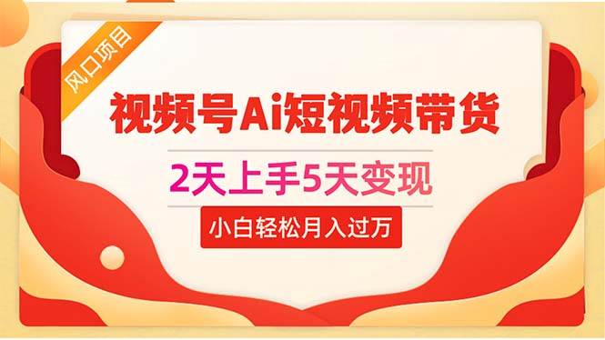 （10807期）2天上手5天变现视频号Ai短视频带货0粉丝0基础小白轻松月入过万-宇文网创