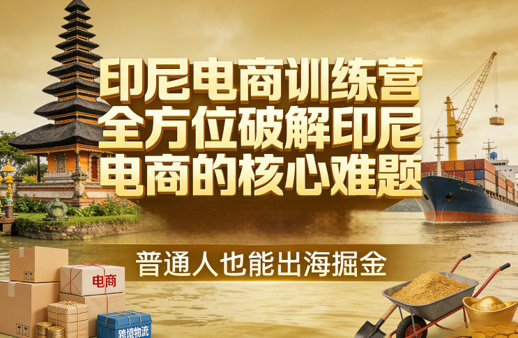 印尼电商训练营，全方位破解印尼电商的核心难题，普通人也能出海掘金-宇文网创