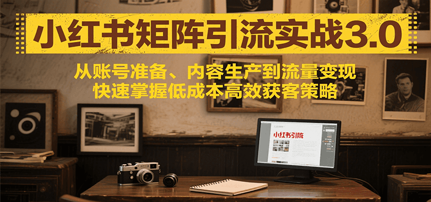小红书矩阵引流3.0，从账号准备、内容生产到流量变现，快速掌握低成本高效获客策略-宇文网创