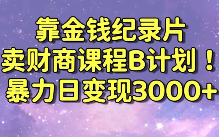 财经纪录片联合财商课程的变现策略，暴力日变现3000+，喂饭级别教学【揭秘】-宇文网创