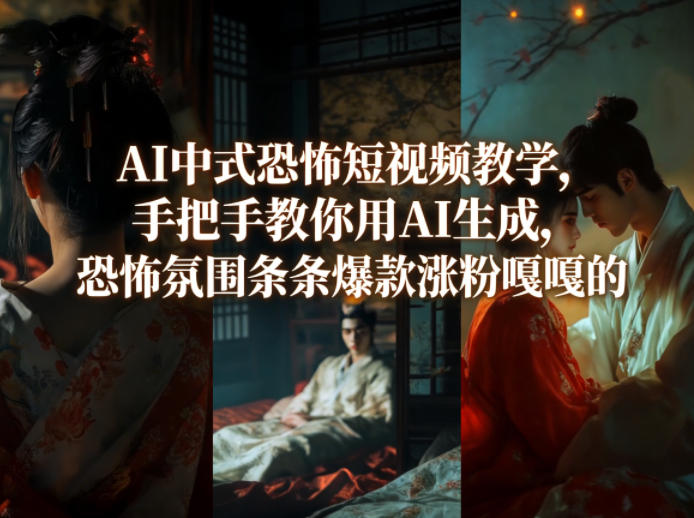 AI中式恐怖短视频教学，手把手教你用AI生成，恐怖氛围条条爆款涨粉嘎嘎的-宇文网创