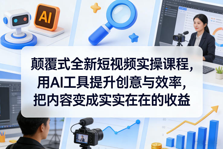 颠覆式全新短视频实操课程，用AI工具提升创意与效率，把内容变成实实在在的收益-宇文网创