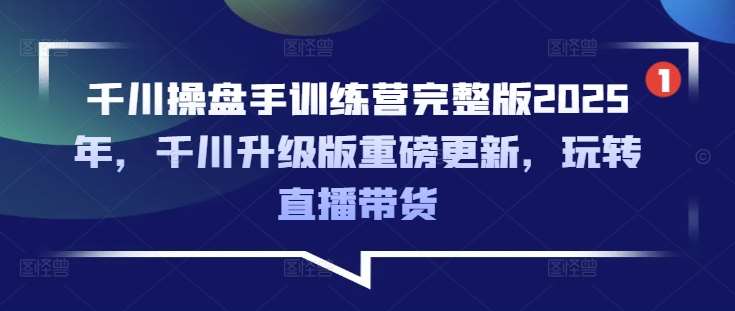 千川操盘手训练营完整版2025年，千川升级版重磅更新，玩转直播带货-宇文网创