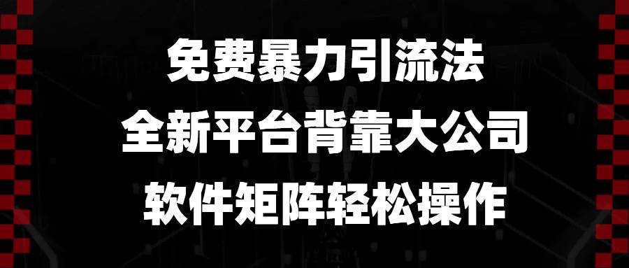 （13745期）免费暴力引流法，全新平台，背靠大公司，软件矩阵轻松操作-宇文网创