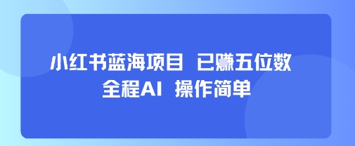 小红书蓝海项目，全程AI，操作简单，已挣五位数-宇文网创