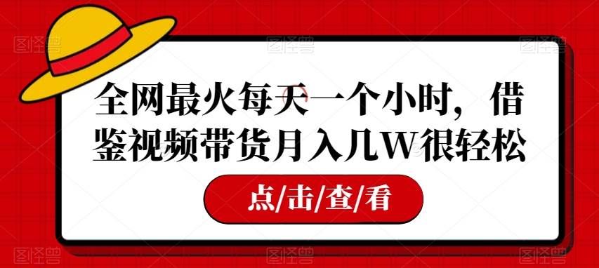 全网最火每天一个小时，借鉴视频带货月入几W很轻松【揭秘】-宇文网创