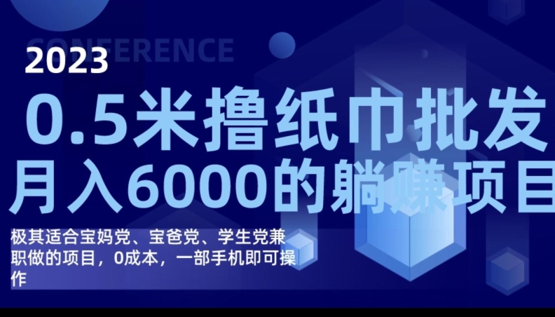 2023最新0.5米撸纸巾批发，月入6000的躺赚项目，0成本，一部手机即可操作-宇文网创