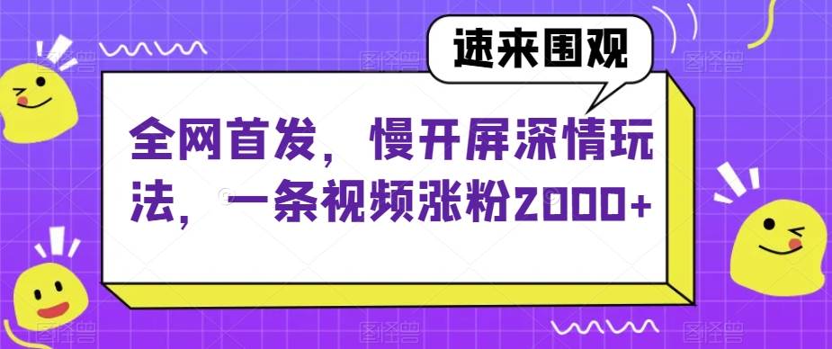 全网首发，慢开屏深情玩法，一条视频涨粉2000+【揭秘】-宇文网创