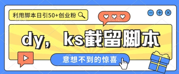 全网首发抖音快手全自动直播间截留创业粉，全行业精准粉技术【脚本+教程】-宇文网创