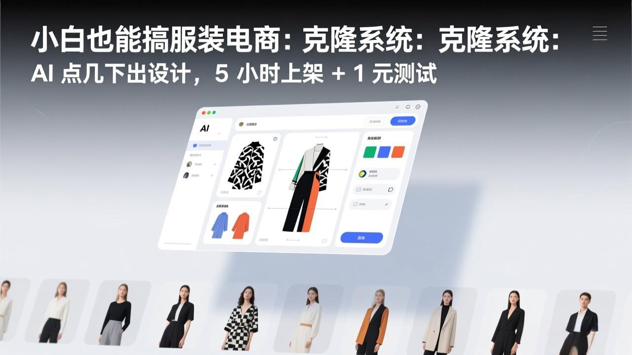 （17411期）小白也能搞服装电商：克隆系统：AI 点几下出设计，5 小时上架 + 1 元测试-宇文网创