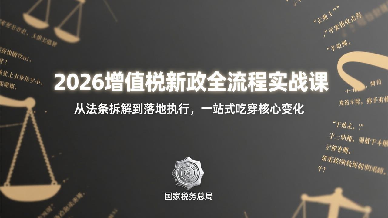 （17529期）2026增值税新政全流程实战课：从法条拆解到落地执行，一站式吃透核心变化-宇文网创