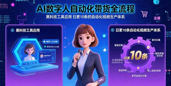 （15699期）AI数字人自动化带货全流程：黑科技工具应用 日更10条的自动化视频生产体系-宇文网创