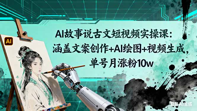（16369期）AI故事说古文短视频实操课：涵盖文案创作+AI绘图+视频生成，单号月涨粉10w-宇文网创
