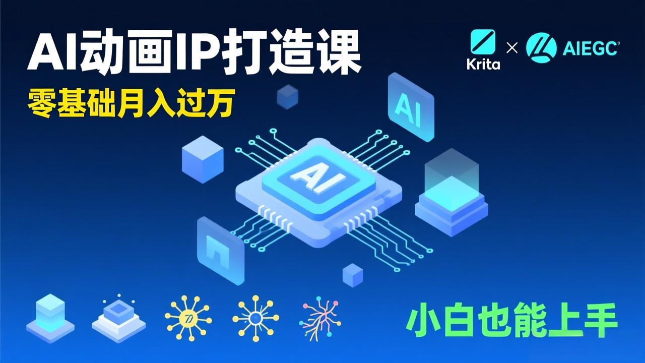 （17075期）AI动画新手变现课，Krita+AIGC、模型训练、商单资源，零基础月入过万，小白也能上手-宇文网创