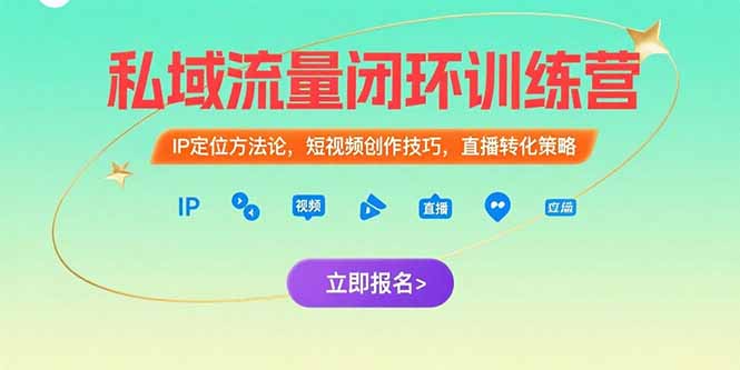 （15396期）私域流量闭环训练营：IP定位方法论，短视频创作技巧，直播转化策略-宇文网创