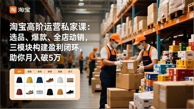 （16934期）淘宝高阶运营私家课：选品、爆款、全店动销，三模块构建盈利闭环，助你月入破5万（更新12月）-宇文网创